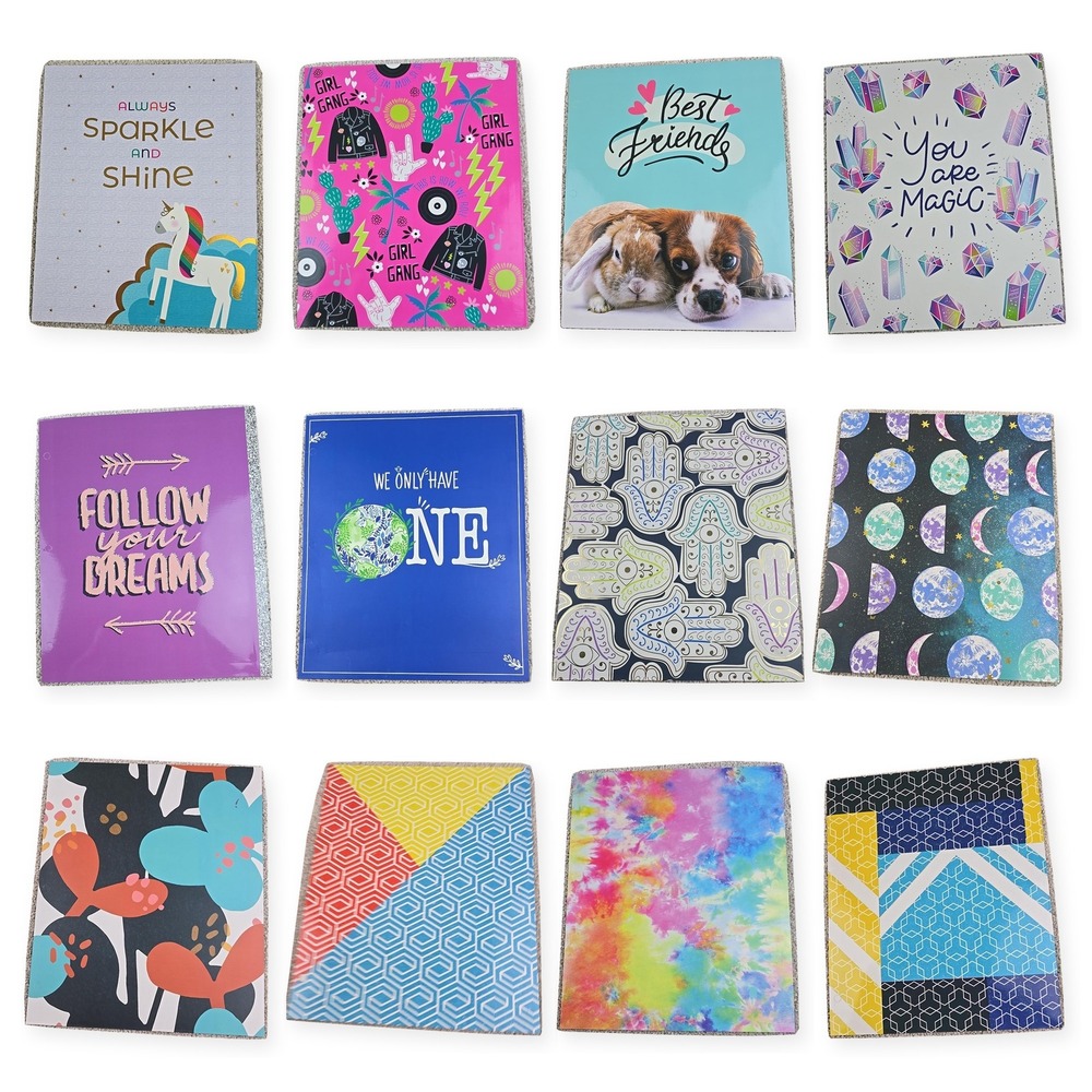 Top Flight Pocket Folders Lot of 12 Assorted Designs 3-Hole School New